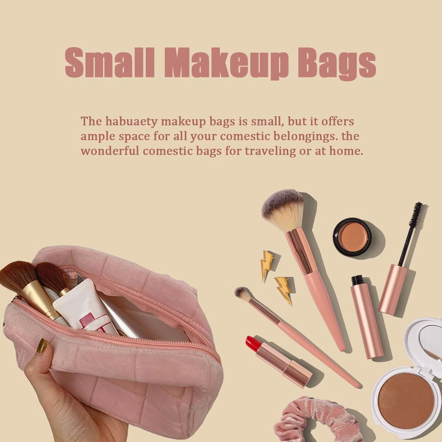 Luxury Bags Rating - 고급스러운 푹신한 플러시 여행용 메이크업 파우치,