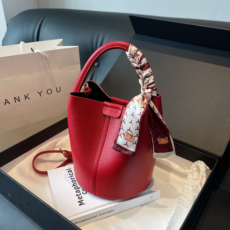 레드 PU 버킷 숄더백, 크로스바디 백, 블랙 럭셔리  - Luxury Bags For Sale 리뷰 및 가격
