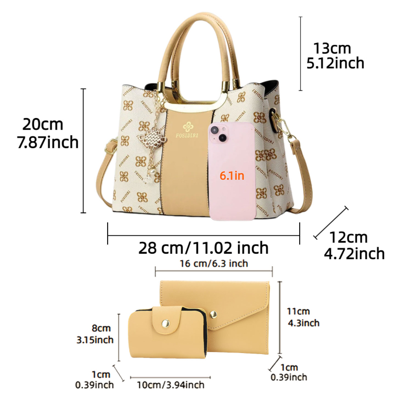 여성용 라이트 럭셔리 하이엔드 프린트 핸드백, 3종 세 - Luxury Bags Casual 리뷰 및 가격