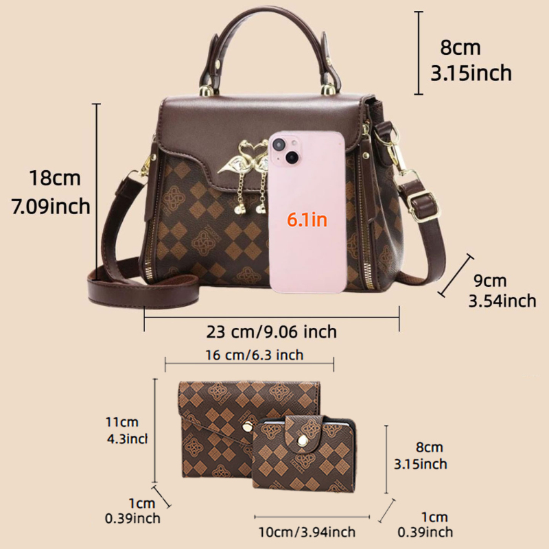 3피스 여성 가방 세트, 가벼운 럭셔리 프린트 여성 크 - Luxury Bags Casual 리뷰 및 가격