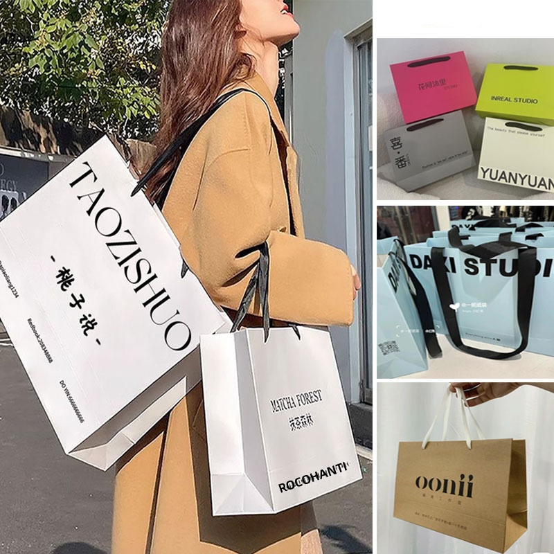 50개 도매가 고급 로고 맞춤 쇼핑 종이 가방 포장용  - Luxury Bags Price 리뷰 및 가격