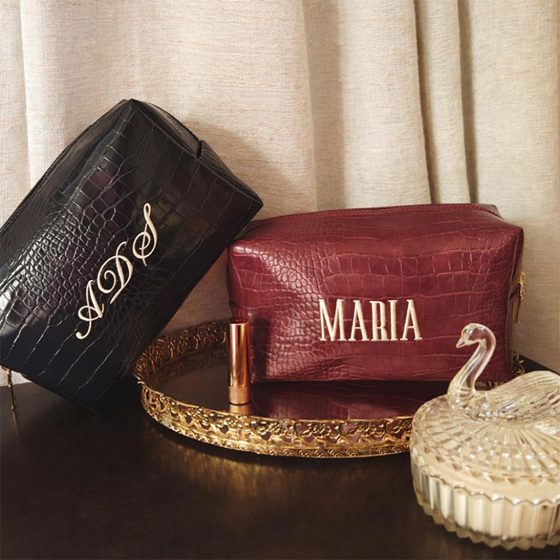 자수 크록 메이크업 가방, 맞춤형 비건 화장품 파우치, - Luxury Bags Vegan 리뷰 및 가격